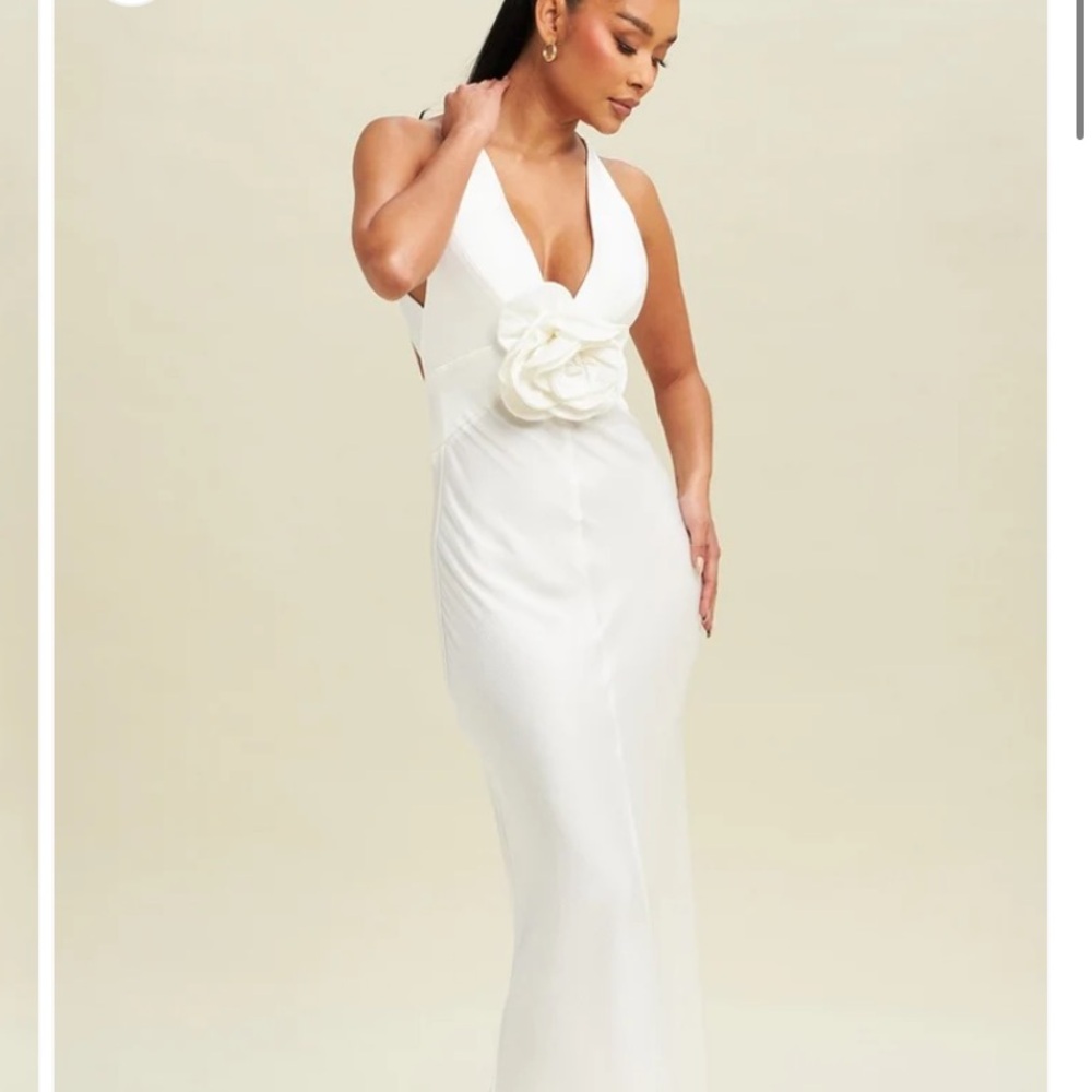 Luxxel White Floral Accent Wedding Dress